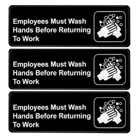 Alpine Industries 9"x 3"Employees Must Wash Hands Before Returning To Work, PK15 ALPSGN-B-5-15pk